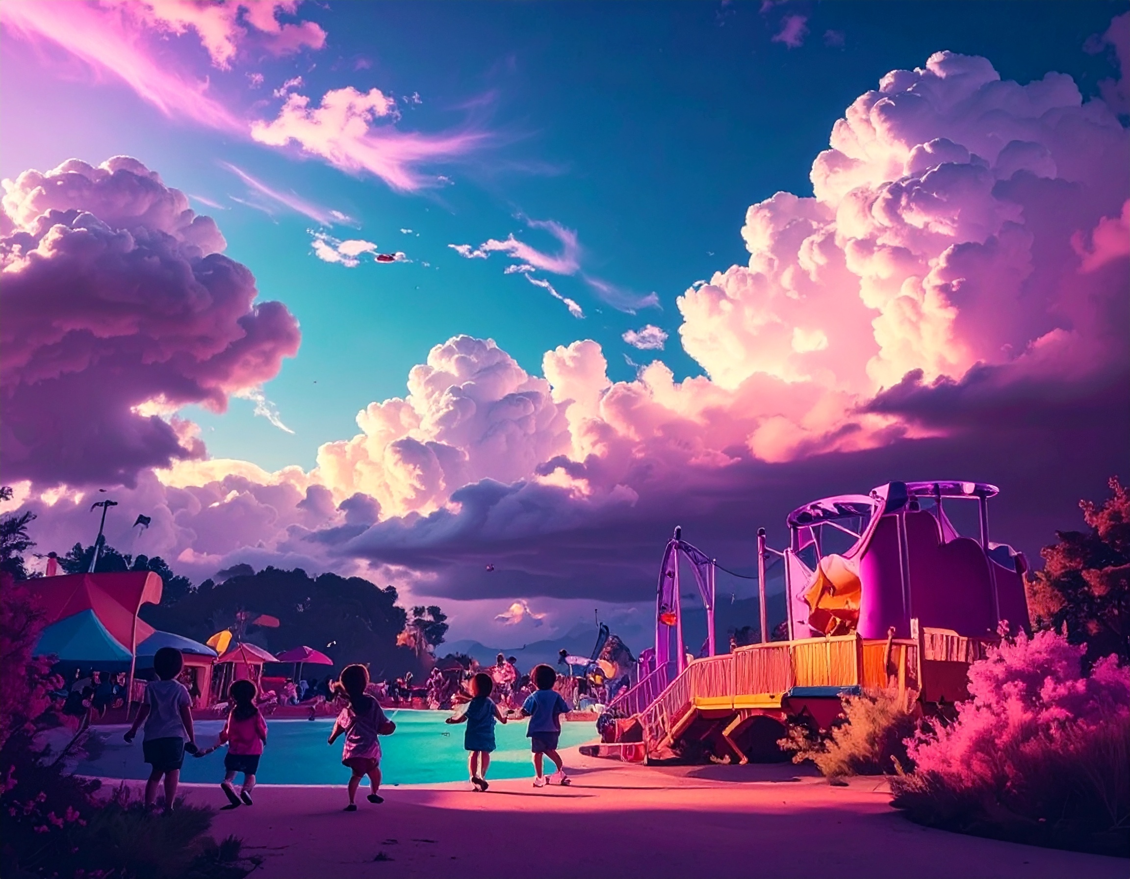 firefly テーマパーク　沢山こども遊ぶ様子 370117